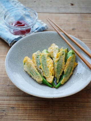 オクラの卵衣焼き