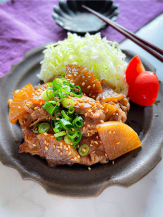 大根と豚こま肉のしょうが焼き