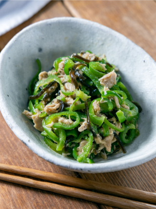 塩昆布とオリーブオイルのやみつきピーマン